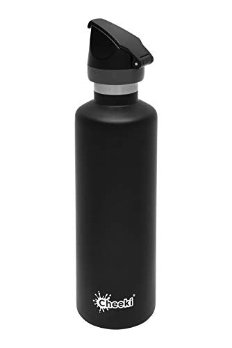 CHEEKI 600ml Double Wall Stainless Steel Leak Proof Insulated Water Bottle With Life Time Warranty (Matte Black)