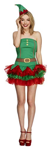 Fever Adult Women's Elf Costume, Tutu Dress and Hat, Christmas, Size XS, 26222