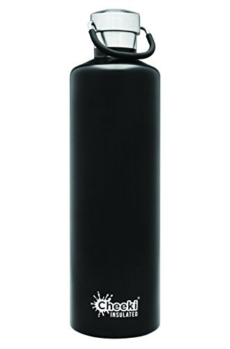 CHEEKI 1 Litre Double Wall Stainless Steel Insulated Leak Proof Water Bottle With Life Time Warranty (Matte Black)