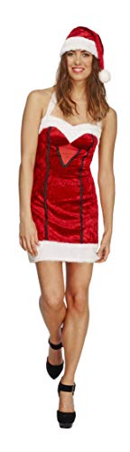 Fever Women's Miss Santa Costume, Dress and Hat, Size: L, Colour: Red and White, 43507