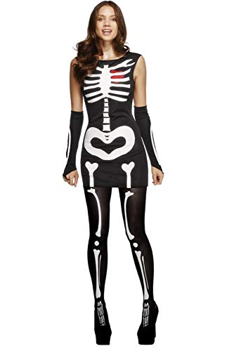 Fever Adult Women's Skeleton Costume, Dress and Gloves, Halloween, Size L, 34192