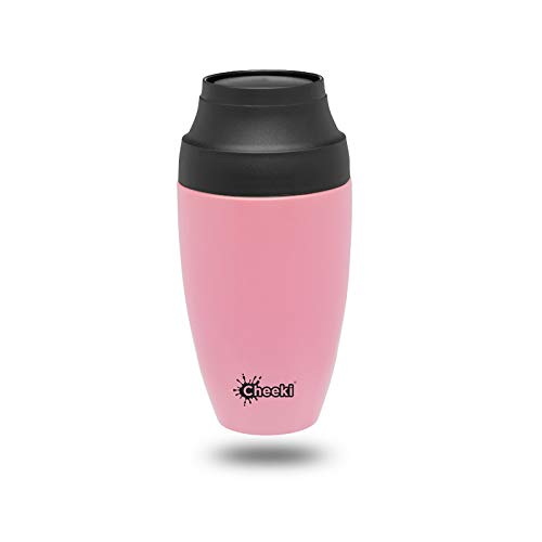 Cheeki 350ml - Double-Walled Insulated Coffee Mug | BPA Free Leak Proof Travel Mug | Reusable Coffee Tumbler (Pink)