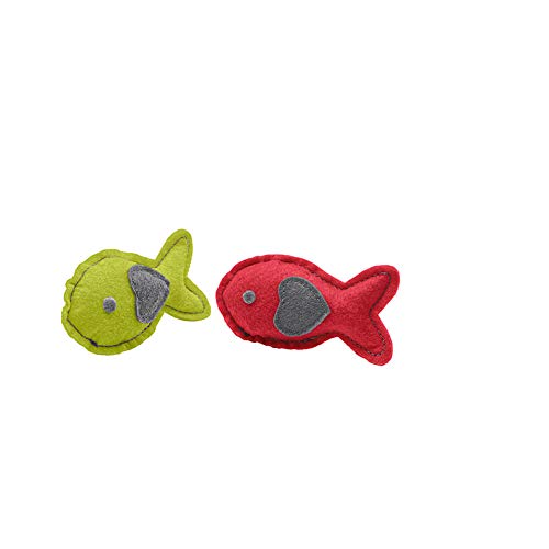 Cat Toy "By Laura" Fish, Red, Light Green  Pack Of 6 | Hunter