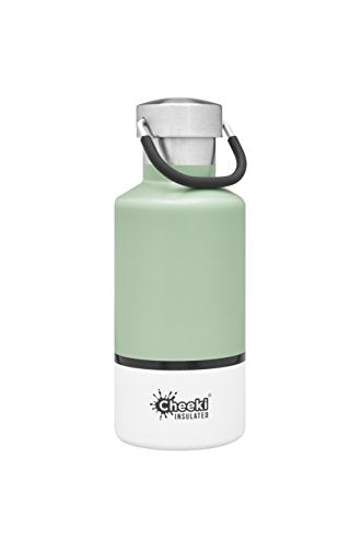Cheeki 400ml Stainless Steel Insulated Leak Proof Water Bottle With Lifetime Warranty (Pistachio White)