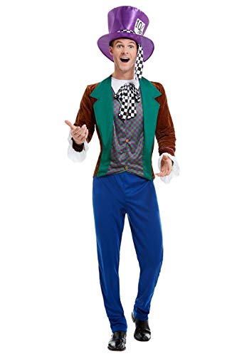 Smiffys 50729M Mad Hatter Costume, Men, Multi-Colour, M - Size 38"-40"