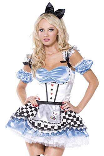 Fever Adult Women's Boutique Sweet Alice Costume, Dress with Apron, Sleeves and Headband, Once Upon a Time, Size S, 36193
