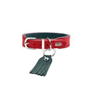 Collar Lucca Petit, 32 Cow Nappa Leather, Red/Turquoise | Hunter