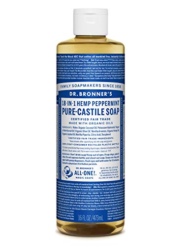 Dr Bronner's - Peppermint - Pure Castille Liquid Soap - 16 oz/473 ml