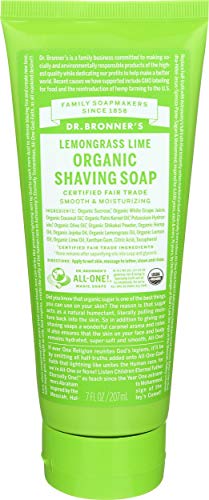 Dr. Bronner's Organic Shaving Gels Lemongrass Lime at Least 95% Organic, 7 Ounce