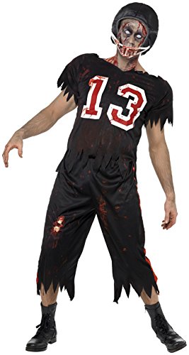 Smiffy's Adult men's High School Horror American Footballer Costume, Top, trousers and Helmet, High School Horror, Halloween, Size L, 32908