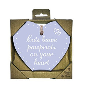 Cats Leave Pawprints On Your Heart - Wooden Heart