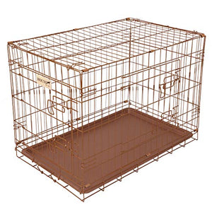 Hound Antique Copper Finish Fold Flat Metal Crate With Metal Tray - Small