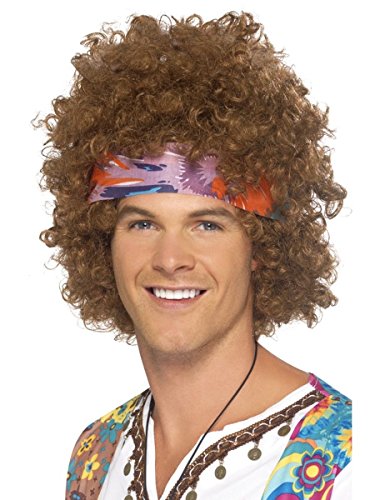 Men's 70s Afro Wig with Headscarf