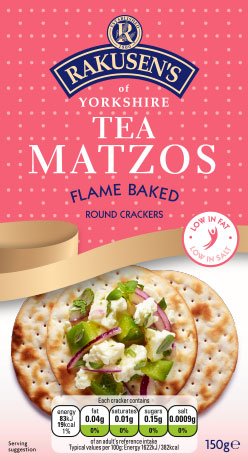 Rakusen's Tea Matzos Flame Baked Round Crackers, 150 g