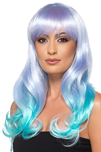 Smiffy's 48917 Fashion Unicorn Pastel Wig, Wavy, Long, Womens, Multi-Colour, One Size