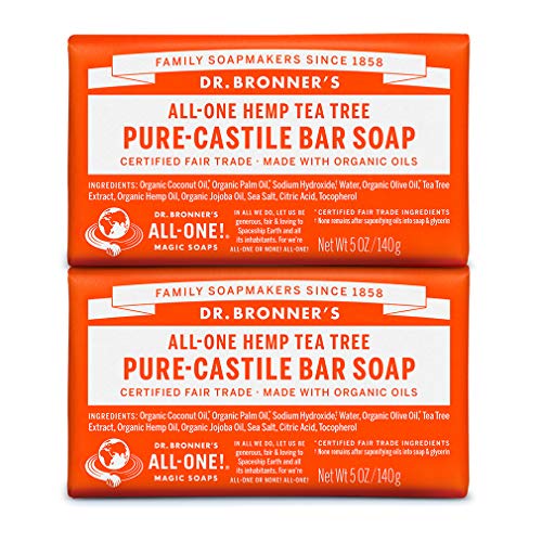 Dr. Bronner's Organic Pure Castile Tea Tree Soap, 5 oz (2 Pack)