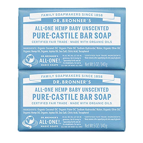 Dr. Bronner's Organic Pure Castile Bar Soap, Baby-mild - 5 oz - 2 pk