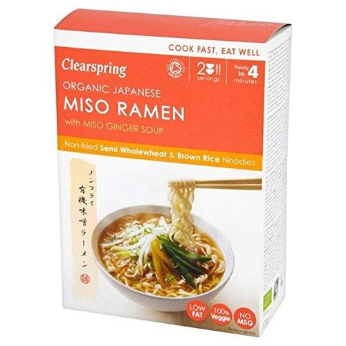 Clearspring Organic Japanese Miso Ramen Noodles with Miso Ginger Soup 170g (Pack of 2)