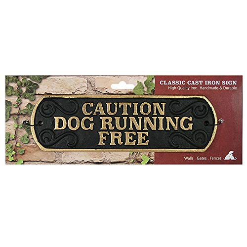 Caution Dog Running Free Cast Iron Landscape