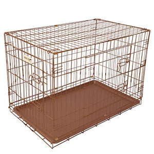 Hound Antique Copper Finish Fold Flat Metal Crate With Metal Tray - Medium
