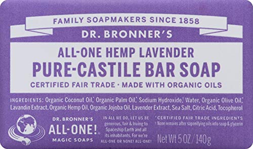 Dr. Bronner's Magic Soaps Pure-Castile Soap, All-One Hemp Lavender, 5-Ounce Bars (Pack of 6)