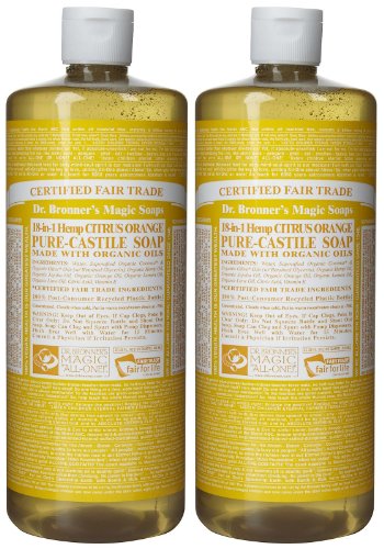 Dr Bronner's Citrus Orange Pure-Castile Liquid Soap 946ml (Pack of 2)