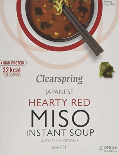 Clearspring Japanese Hearty Red Instant Miso Soup with Sea Vegetables 40g (4x10g)