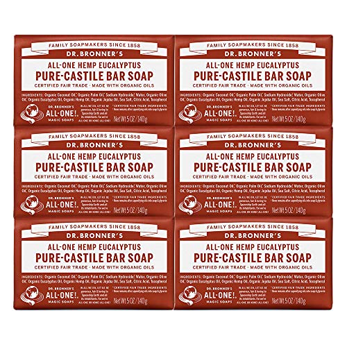 Dr. Bronner's Magic Soaps Pure-Castile Soap, All-One Hemp Eucalyptus, 5-Ounce Bars (Pack of 6)