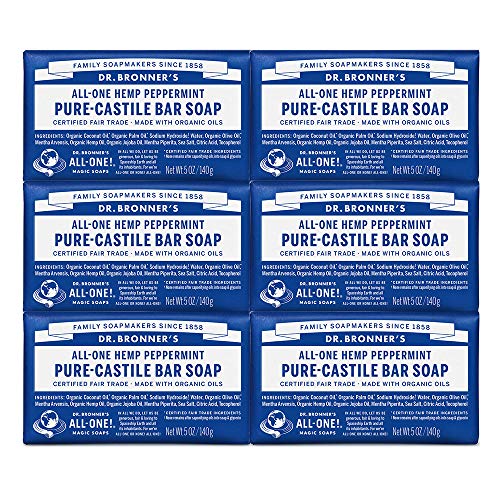 Dr. Bronner's Pure-Castile Bar Soap - Peppermint, 5 oz (6 Pack)