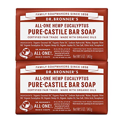 Dr. Bronner's Pure-Castile Bar Soap - Eucalyptus, 5oz. (2 Pack)