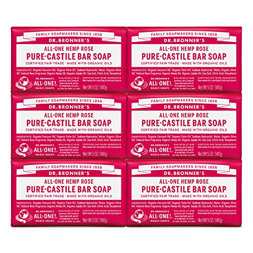 Dr. Bronner's Magic Soaps Pure-Castile Soap, All-One Hemp Rose, 5-Ounce Bars (Pack Of 6)