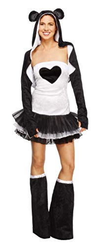 Fever Panda Costume Tutu Dress Hook-on Straps Jacket and Bootcovers - Black/White, X-Small