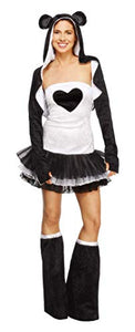 Fever Panda Costume Tutu Dress Hook-on Straps Jacket and Bootcovers - Black/White, X-Small