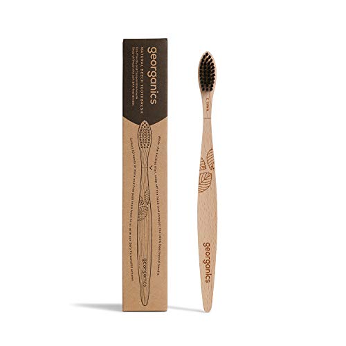 Georganics | Organic + Compostable Beechwood Toothbrush with Soft BPA-Free Nylon Bristles