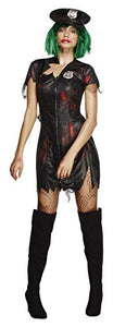 Fever Women's Zombie Cop Costume, Dress and Hat, Size: S, Colour: Black, 23214