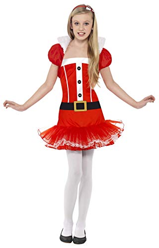 Smiffys Children's Little Miss Santa Costume, Dress, Bolero & Headband, Santa, Size:M, Colour: Red, 25440