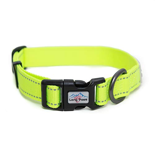 Long Paws Urban Trek Reflective Collar, Neon Yellow, Large 42-62Cm, 3Cm Wide