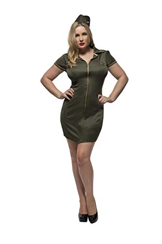 Fever Adult Women's Army Costume, Dress and Hat, Curves, Plus Size X3, 41002