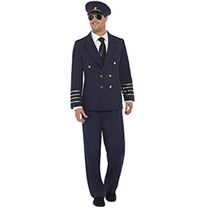 Smiffys, Men's Pilot Costume, Jacket, Pants and Hat, Size: 28621 Large