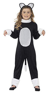 Smiffys Children's Cool Cat Girl Costume, Jumpsuit, Tail & Headpiece, Colour: Black, Size: L, 33156L