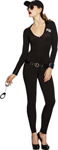 Fever Adult Women's FBI Flirt Costume, Bodysuit, Belt and Cap, Cops, Size: S, 31448