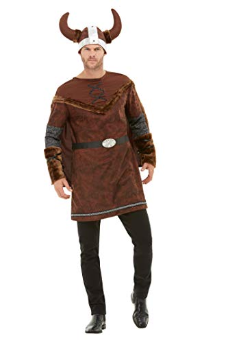 Smiffys 50734L Viking Barbarian Costume, Men, Brown, L - Size 42"-44"