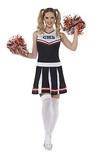 Smiffys 47122XS Cheerleader Costume, Black, X-Small, UK 4-6