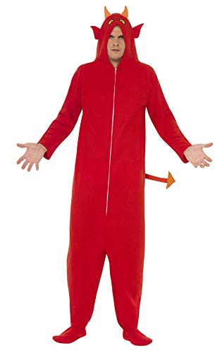 Smiffys Adult men's Devil Costume, Hooded All in One, Legends of Evil, Halloween, Size S, 25320