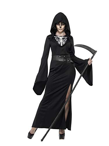 Smiffys Adult Women's Lady Reaper Costume, Dress, Belt and Cape, Legends of Evil, Halloween, Black, XX-Large
