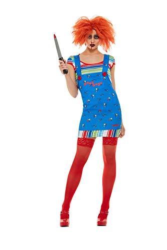 Smiffys 42947XS Officially Licensed Chucky Costume, Women, Blue, XS - UK Size 04-06