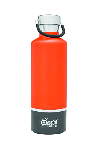 CHEEKI 600ml Insulated Leak Proof Water Bottle With Life Time Warranty (Orange Grey)