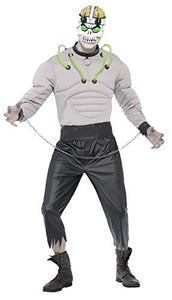 Smiffys Men's Lab Creature Costume, Top, Pants, Belt, Wrist Cuffs, Chains & Mask, Size:L, Color: Grey, 33277