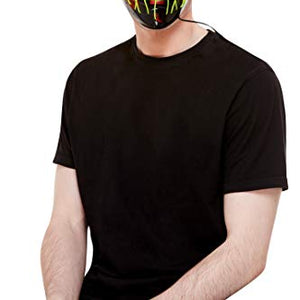 Smiffys 52363 Stitch Face Mask, Green Neon Light Up, Unisex Adult, Black, One Size