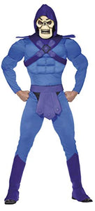 Smiffys Men's Skeletor Muscle Costume,Jumpsuit, Belt, Bootcovers & Mask, Size: M, Color: Blue, 34805